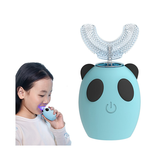 (Blue, Children's Style:50*44*14mm) U Shape 360 Degrees Sonic Electric Toothbrush Kids Rechargeable Children Toddler Teeth Care Waterproof Automatic T