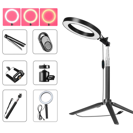 Selfie LED Studio Ring Light Photo Video Dimmable Lamp Light Tripod