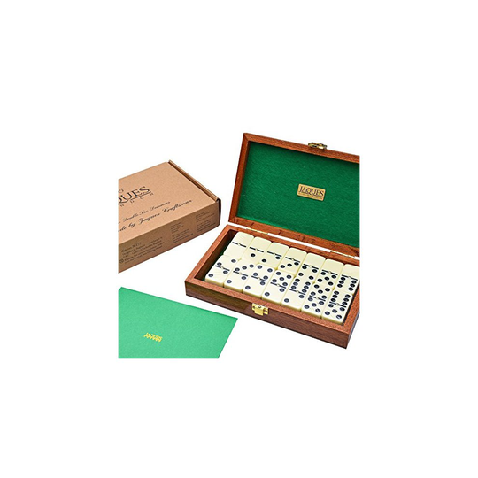 Double Six Dominoes Set in Handmade Mahogany Case - Jaques of London