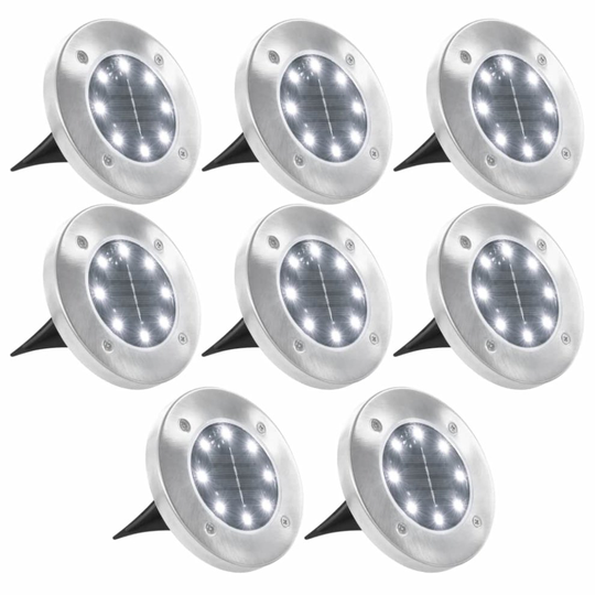 8x Solar Ground Lights LED Light White Garden Pathway Floor Lighting