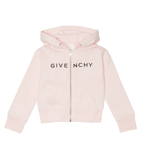Logo cotton-blend jersey zip-up hoodie
