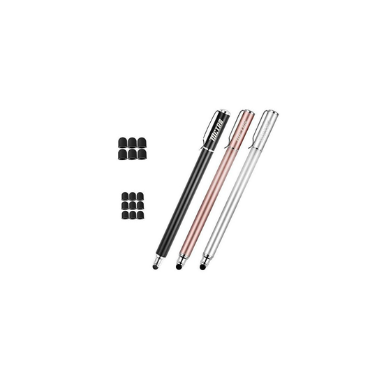METRO Styli Pens (Small and Large Tips 2 1n 1 Series) Stylus for Smart Phones,Tablets,ipad,iphone,Pack of 3(Black/Rose Gold/Silver)
