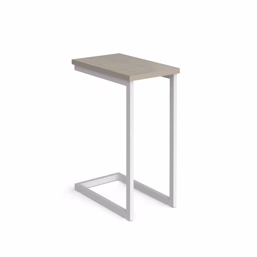Social Spaces Buddy Laptop Table with Black Frame and Oblong Top - White