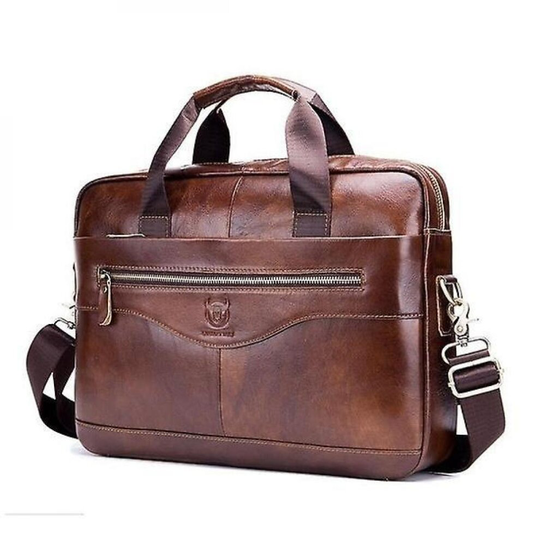 Leather Male Vintage Laptop Messenger Bag(brown)