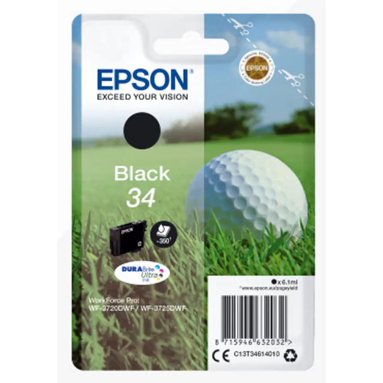 Epson Epson 34 Golfball Black Standard Capacity Ink Cartridge 6ml - C13T34614010