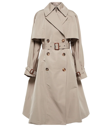 Pleated faille trench coat