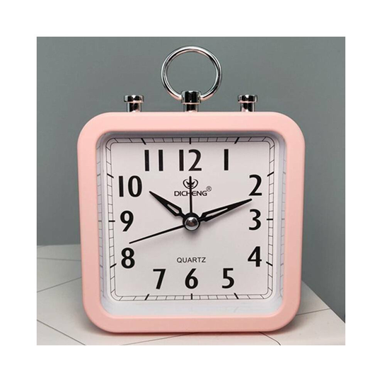 (Pink) Home Easy To Read Alarm Clock Small Bedside No Tick Dispaly Time Travel Portable