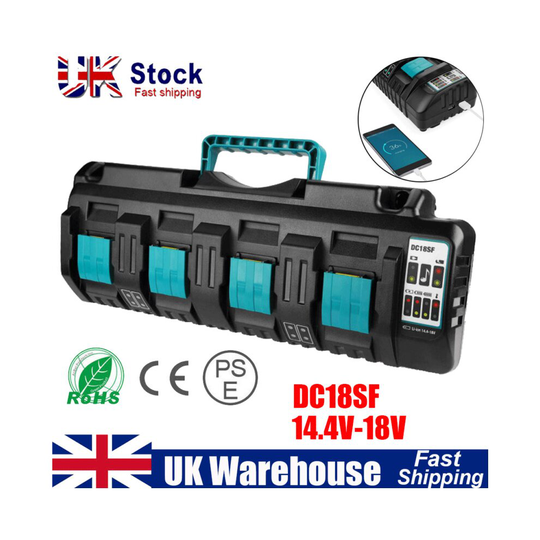 4 Port 14.4V-18V For Makita DC18SF RCT LXT Li-ion Dual High FAST Battery Charger