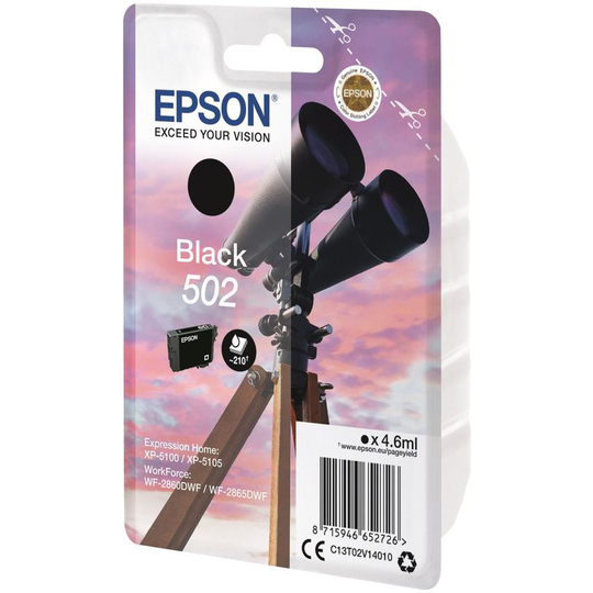 Epson Epson 502 Binoculars Black Standard Capacity Ink Cartridge 5ml - C13T02V14