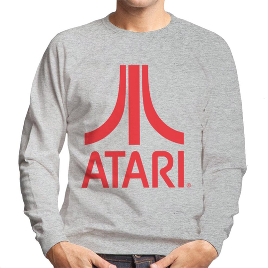 (Medium, Heather Grey) Atari Classic Red Logo Men's Sweatshirt