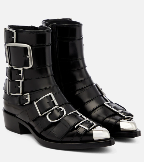 Punk Buckle leather boots