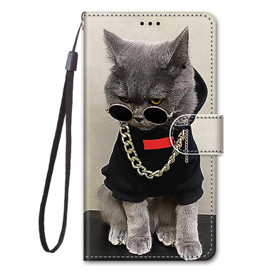 Xiaomi Redmi Note 10 5G Painted Leather Case Grey kitten