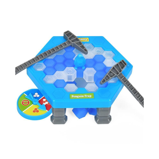 (blue) Interactive Game Break Ice Block Hammer Penguin Trap Game Toy
