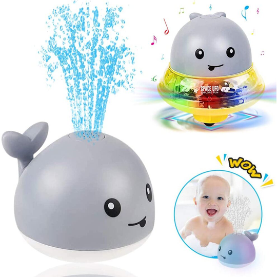 (Grey) Baby Bath Toys, UFO Whale Toys Whale Water Squirt