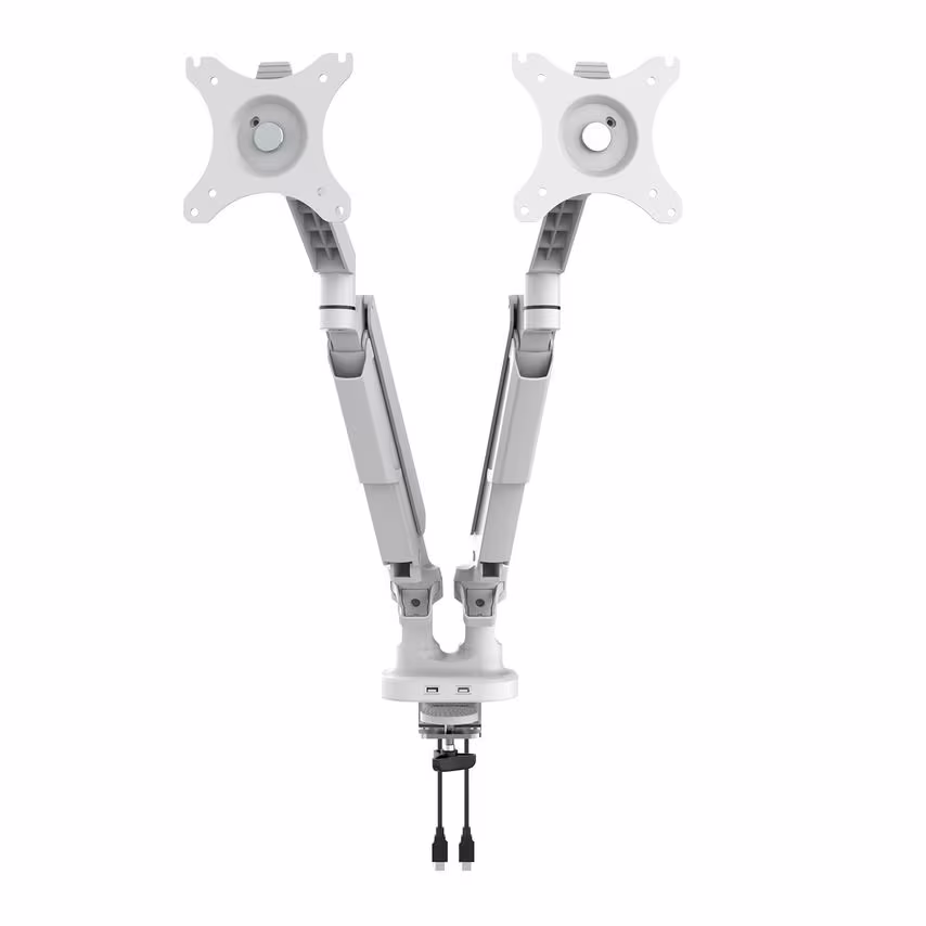 Dams Triton Gas Lift Space-saving Double Monitor Arm - Silver