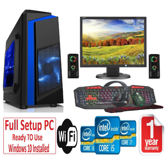 Fast Gaming PC Bundle+Speakers-i7 16GB RAM 1TB GTX1050TI 4GB F3 BLUE