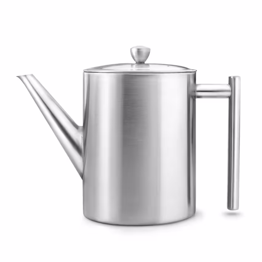 Bredemeijer Teapot Double Wall Minuet Cylindre Design 1.2L in Satin Finish Steel