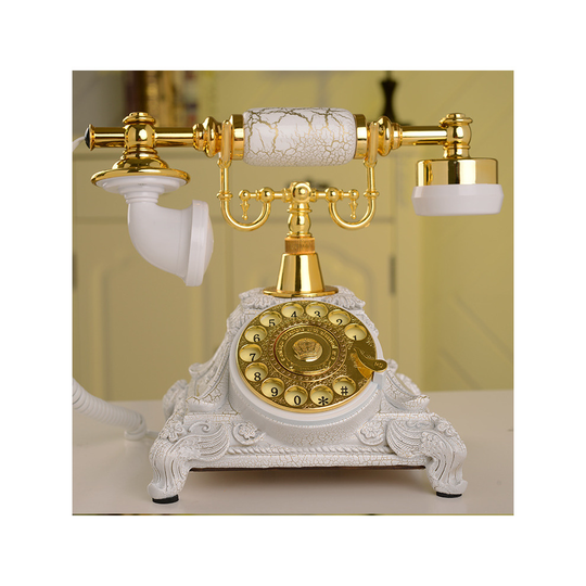 (White) Vintage Antique Retro Rotary Handset Telephone