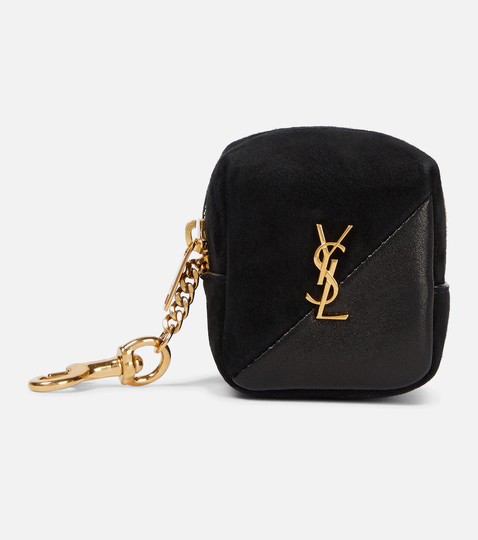 Jamie Cube leather and suede bag charm