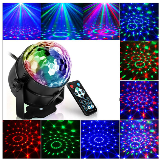 Sound Activated Disco Ball LED Stage Lights RGB Projector Party Lamp