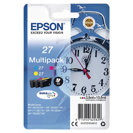 Epson Epson 27 Alarm Clock Colour Standard Capacity Ink Cartridge 3x4ml Multipac