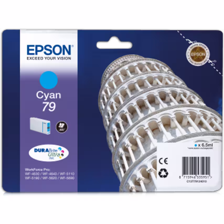 Epson 79 Tower of Pisa Cyan Standard Capacity Ink Cartridge 6.5ml - C13T79124010