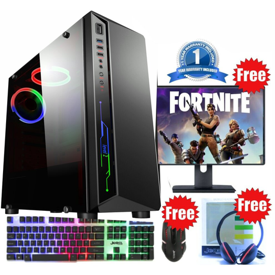 Fast Gaming PC Bundle Monitor Quad Core i5 16GB 1TB Win 10 2GB GT730