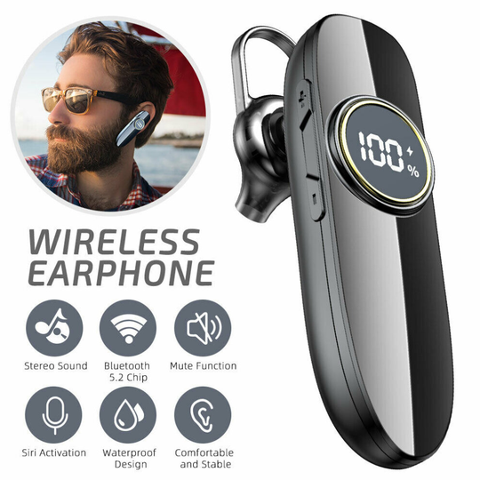Handsfree Headset Wireless Bluetooth 5.2 Headphones Car Sport Earpiece