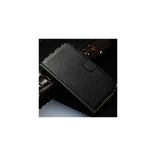 Premium Genuine Leather Wallet Book Case for Huawei P40 Lite - Black