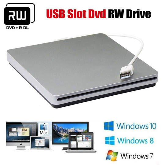 External DVD Drive, Portable Slot USB 2.0 CD Burner/DVD Reader Writer