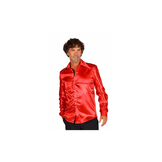 (M) 70's Satin Shirt - Red