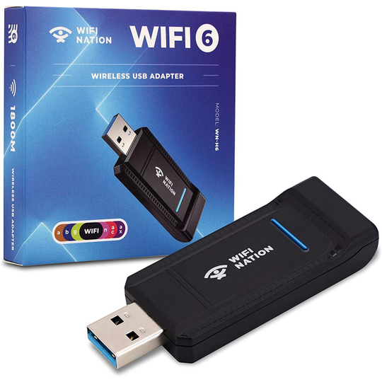 WiFi Nation WiFi 6 AX1800 2T2R, USB 3.0 Chipset: RTL8832AU, WiFi Dongle Adapter