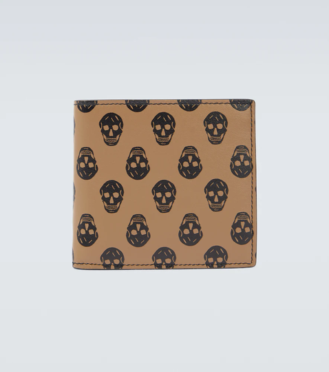 Skull printed leather bifold wallet