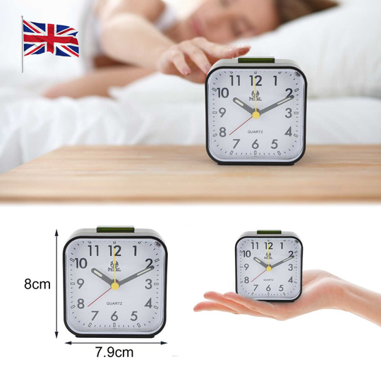 Quartz Alarm Clock With Night Light No Tick Snooze Silent Small Clock