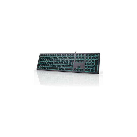 B.FRIENDIT Aluminum Slim Backlit Keyboard Wired - UK Layout Compatible with Apple iMac, Macbook, Mac and PC, USB Keyboard Numeric Keypad RGB Backlit