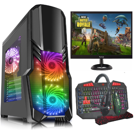 Gaming PC Bundle 19" Screen Quad Core i5 8GB RAM 1TB HDD Win10 GT710 WiFi