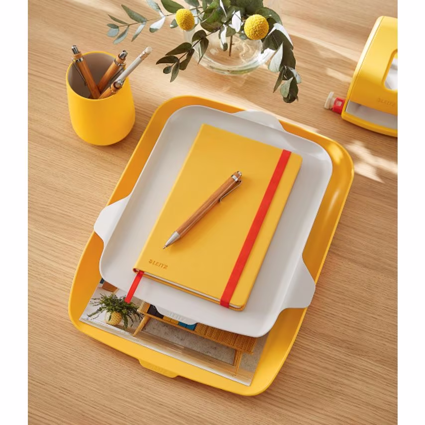 Leitz Cosy Letter Tray with Desk Organiser A4, Warm Yellow