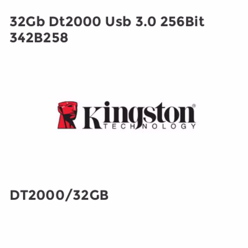 Kingston 32Gb Dt2000 Usb 3.0 256Bit 342B258- you get 2