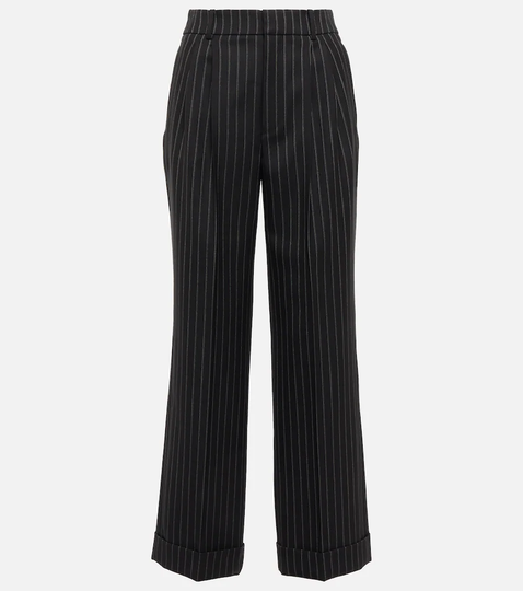 High-rise pinstripe wool pants