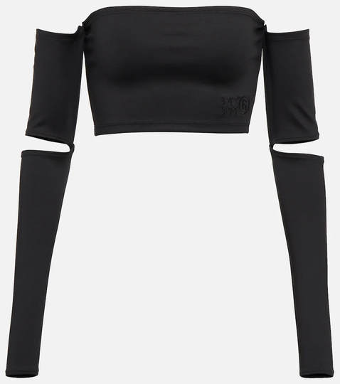 Jersey crop top with cutout sleeves