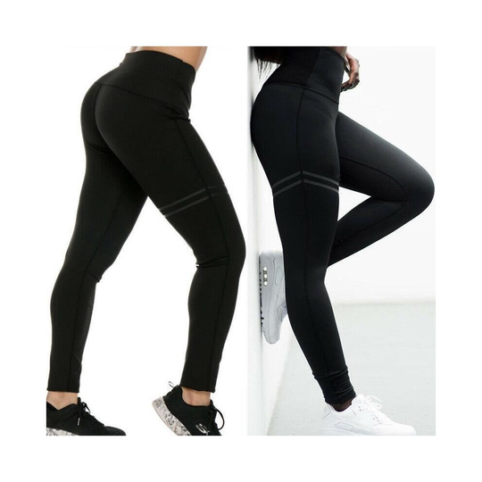 (Black, L / UK 10-12) Womens Fitness Yoga Gym Sport High Waist Shapewear Exercise Activewear Leggings