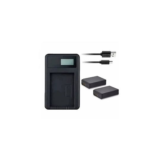 USB Battery Charger and 2 Batteries For Canon EOS M200 DSLR Camera