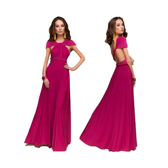(12. Rose, M / UK 10 - 12) Women's Evening Multi Way Wrap Bridesmaid Formal Long Maxi Dress