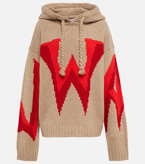 Logo intarsia wool hoodie