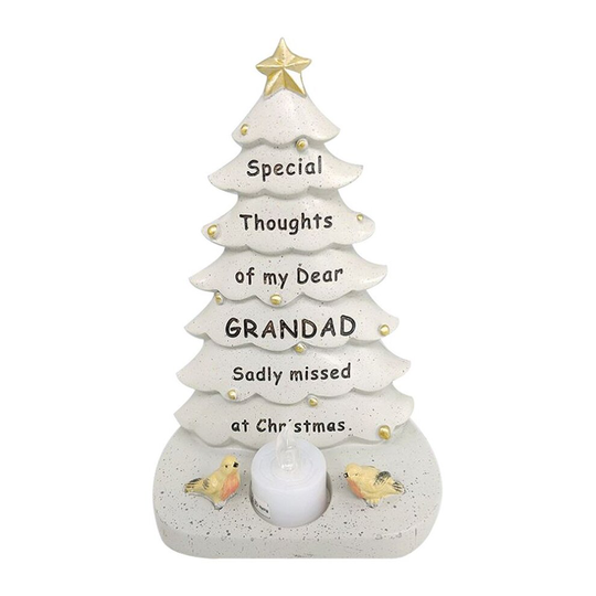 Grandad Christmas Tree With Flickering Tea Light Ornament Memorial Tribute