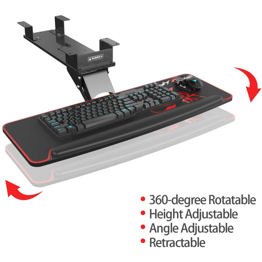 EUREKA ERGONOMIC Height Adjustable Keyboard Tray Swiveling Keyboard 28 Inc Black
