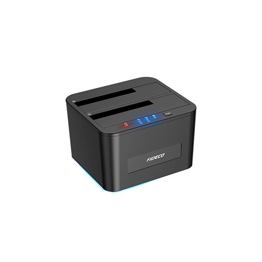 FIDECO Hard Drive Docking Station, USB3.0 SATA HDD Docking Station for 2.5 & 3.5 inch SATA HDD/SSD, Dual Bay, Support Offline Clone, UASP and 2x 16T