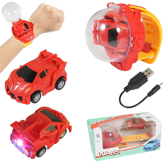 (Red) Remote Control Car Watch Toy RC Racing Car Watch