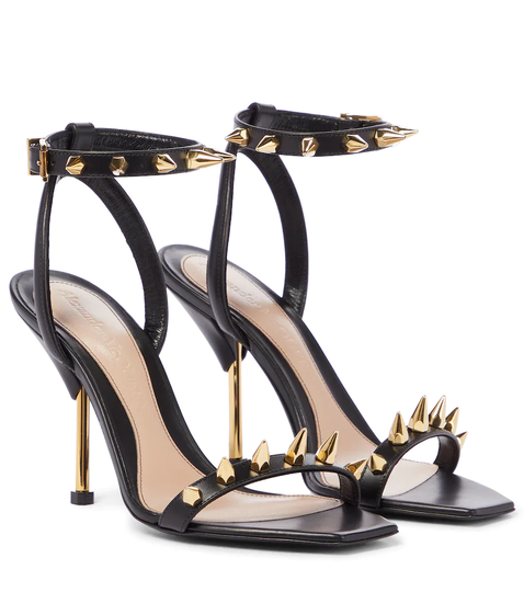 Embellished leather sandals