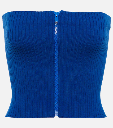 Ribbed knit strapless top